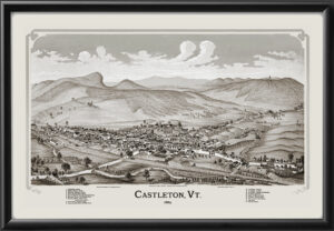 Castleton VT 1889 Lucien R. Burleigh TM Birds Eye View Map