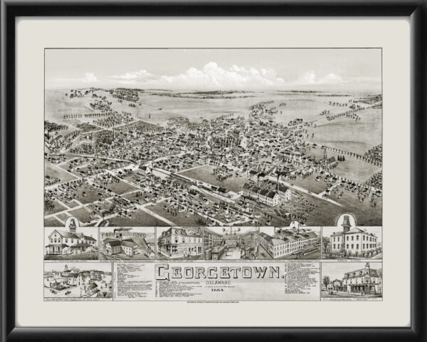 Georgetown DE 1885 OHBailey Birds Eye View Map