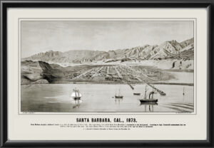 Santa Barbara CA 1873 AEMatthews TM Bird's Eye View Map
