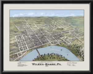 Wilkes-Barre PA 1872 Fowler&BaileyTM Birds Eye View Map