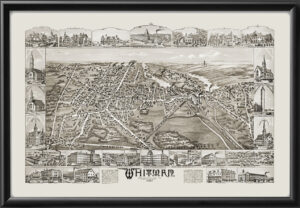 Whitman MA 1889 OHBailey TM Bird's Eye View Map