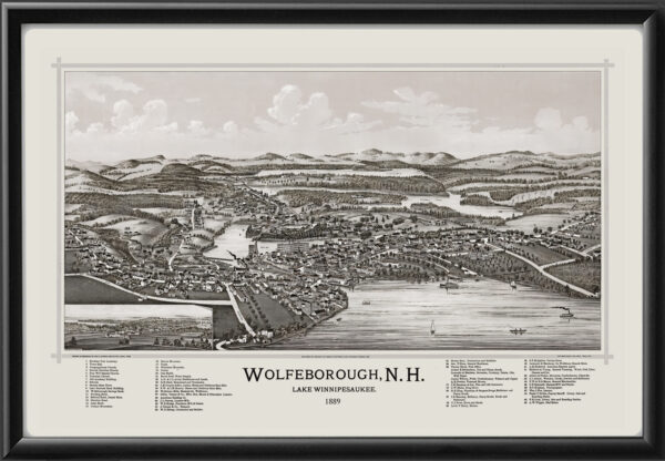 Wolfeboro NH 1889 TM Bird's Eye View Map