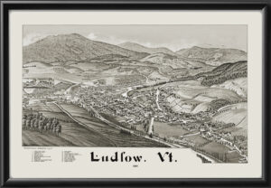 Ludlow VT 1885 LRBurleigh TM Birds Eye View Map