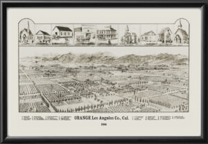 Orange CA 1886 WWElliottTMBird's Eye View Map