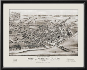 Port Washington WI 1893 C.J. Pauli TM Bird's Eye View Map