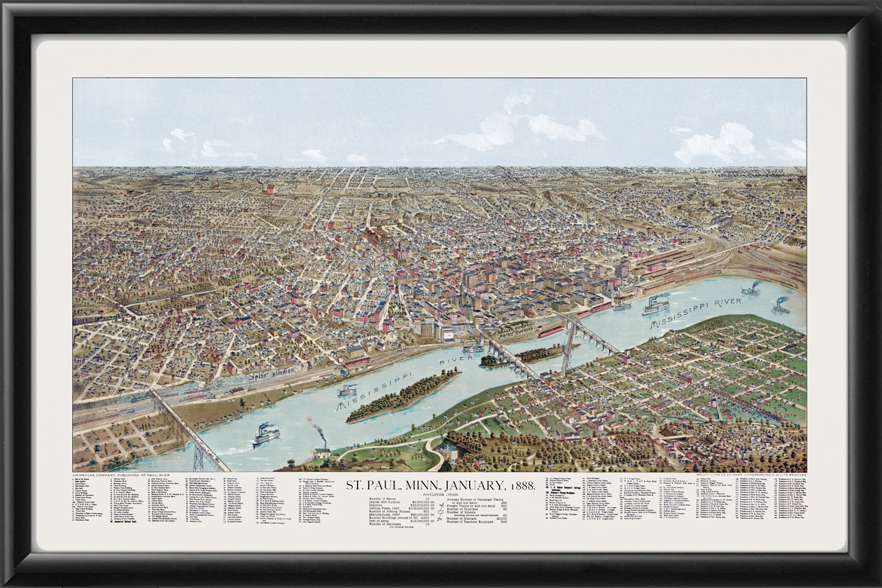 Beautifully restored map of Saint Paul, Minnesota from 1888 - KNOWOL