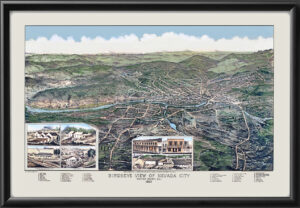Nevada City CA 1883 Birds Eye View Map