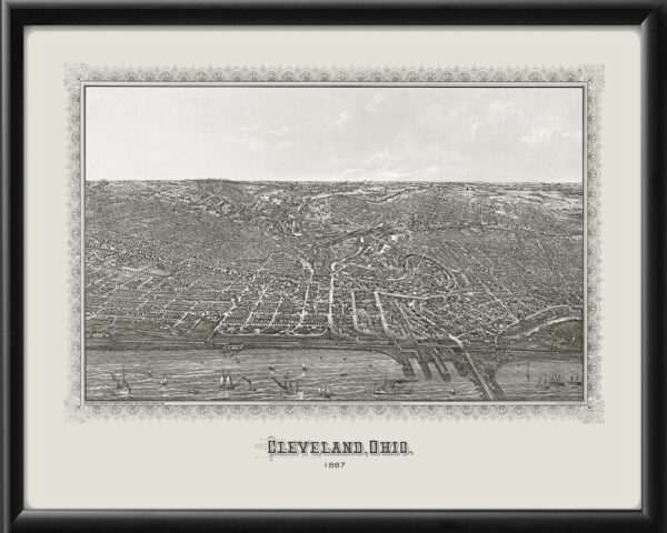 Cleveland OH 1887 C.H. Vogt & Sontm Birds Eye View Map