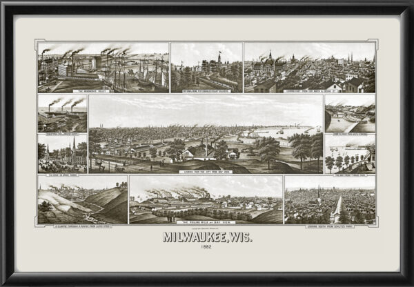 Milwaukee WI 1882 Beck&Pauli TM Bird's Eye View Map