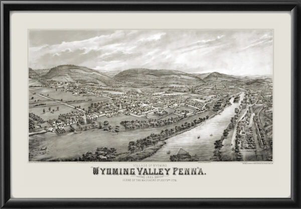 Wyoming PA 1885 Rowley TM Birds Eye View Map