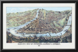 Restored 1859 Bird's Eye View Map ofÂ Pittsburgh