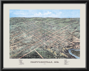Crawfordsville IN 1871 HHBaileyTM Bird's Eye View Map