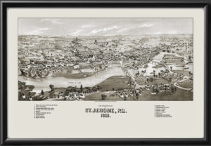 St. Jerome Quebec Canada 1881 PFSoucy TM Bird's Eye View Map