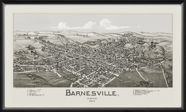 Barnesville OH 1899 Fowler&Moyer TM Birds Eye View Map