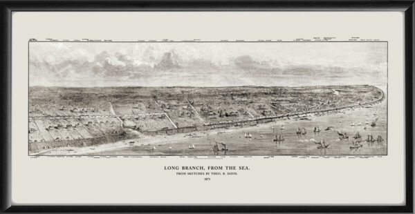 Long Branch NJ 1873 Theodore Davis TM Bird's Eye View Map