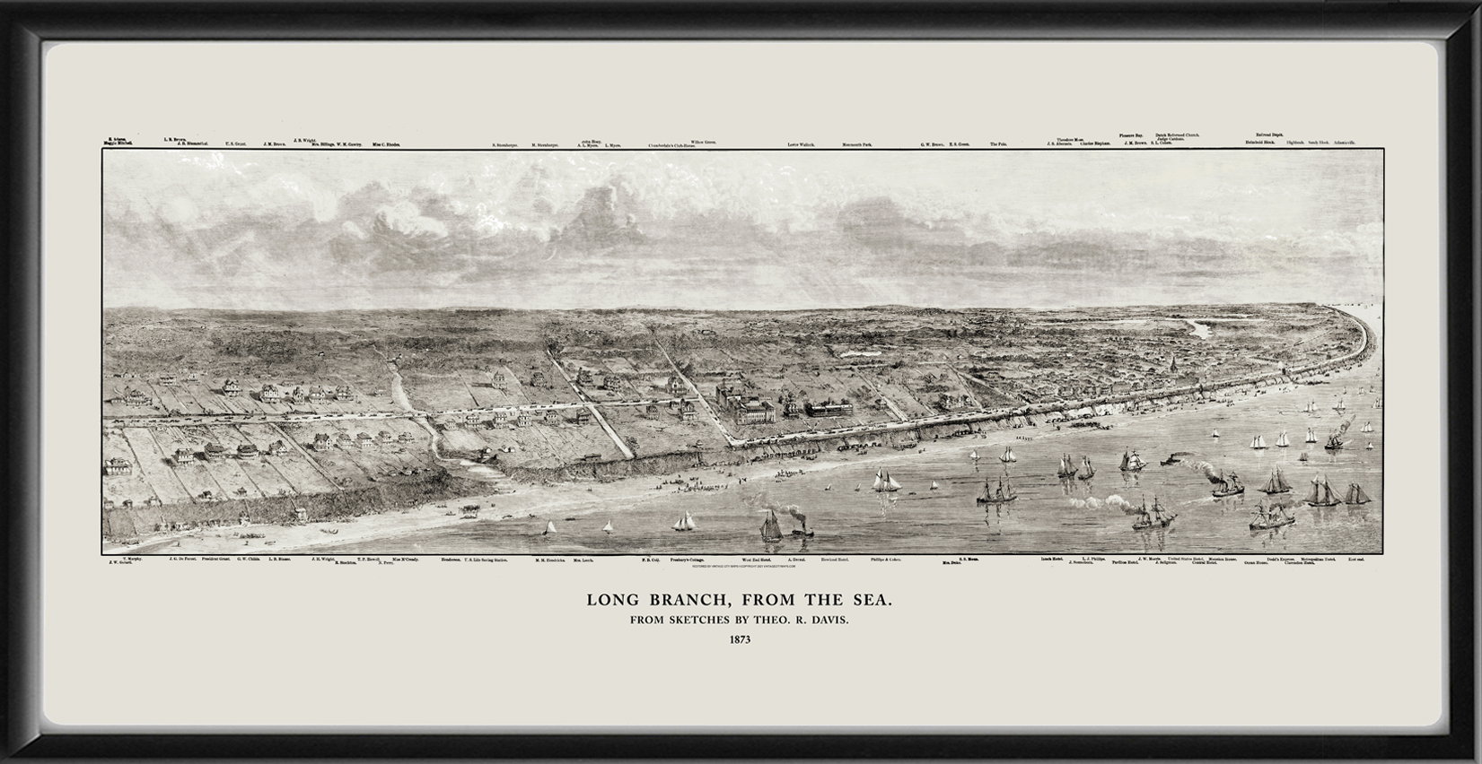 Long Branch United States Hotel - , New Jersey 1861 Old Town Map
