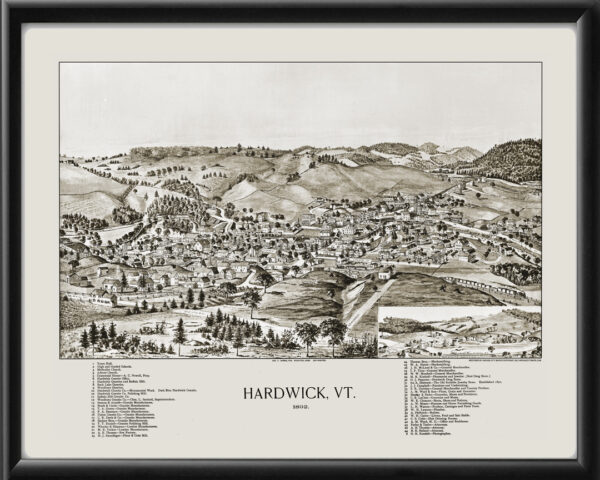 Hardwick VT 1892 TM Birds Eye View Map