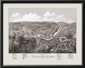 Warren MA 1879 OH BaileyTm Bird's Eye View Map