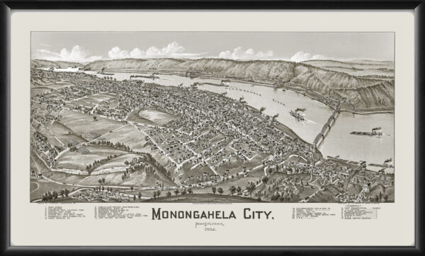 Monongahela City PA 1902 TMFowler TM Birds Eye View Map
