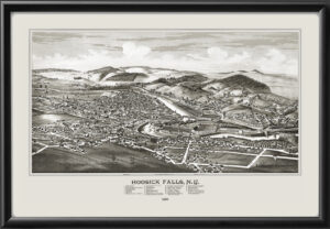 Hoosick Falls NY 1889 Lucien R. Burleigh TM Bird's Eye View Map