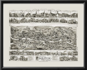 Harris, Phenix and Lippitt, Rhode Island 1889 OHBailey Tm Birds Eye View Map