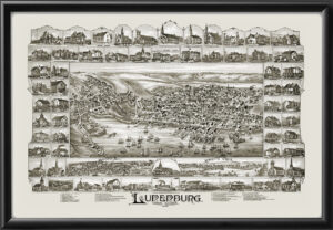 Lunenburg Nova Scotia Canada 1890 OHBailey Tm Bird's Eye View Map