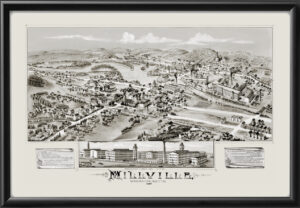 Millville MA 1887 OHBailey TM Bird's Eye View Map