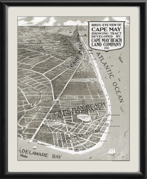 Restored 1911 Bird's Eye View Map of Cape May