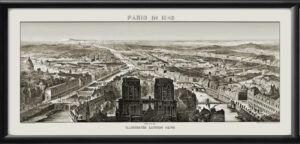 Paris France 1848 Birds Eye View Map