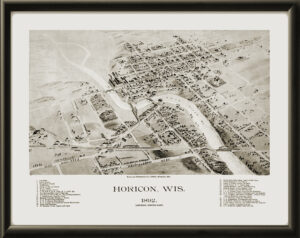 Horicon WI 1892 C.J. PauliTM Birdseye View Map