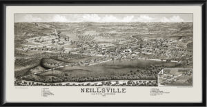 Neillsville WI 1880 JJStoner TM Bird's Eye View Map