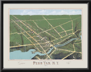 Pen Yan NY 1874 Birdseye View Map
