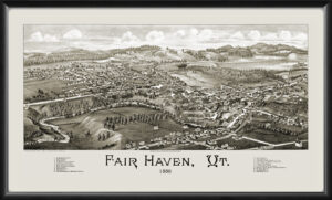 Fair Haven VT 1886 Lucien R. Burleigh TM Birds Eye View Map
