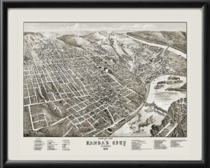 Kansas City MO 1878 Tm Bird's Eye View Map