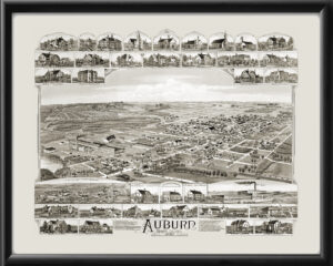 Auburn RI 1890 OHBailey Tm Birds Eye View Map