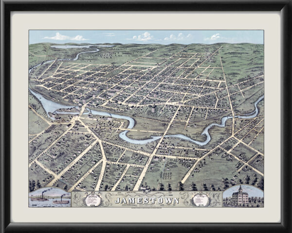 Jamestown NY 1871 Tm Bird's Eye View Map