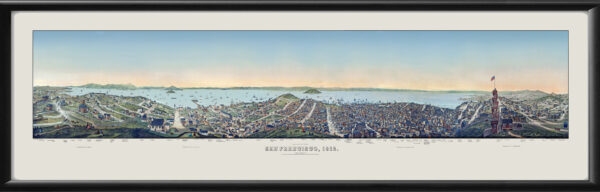 San Francisco CA 1862 Panoramic Birds Eye View Map