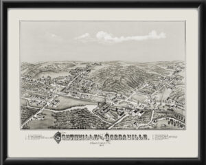 Southville and Cordaville MA 1887 OHBailey Tm Bird's Eye View Map