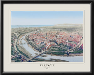 Valencia Spain 1832 Birds Eye View Map
