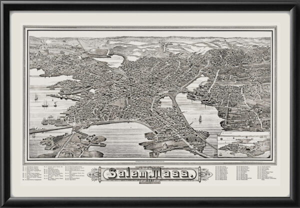 Salem MA 1883 J. Lyth Tm Bird's Eye View Map