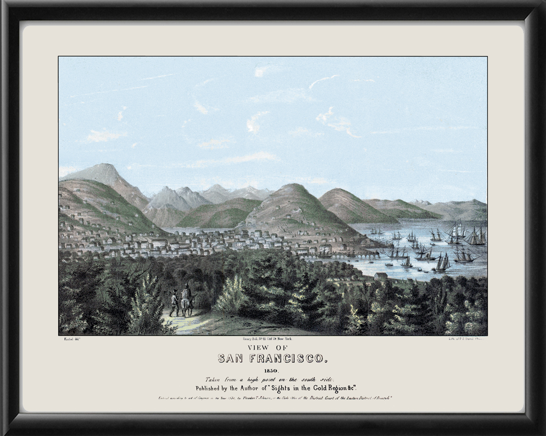 San Francisco CA 1850 Restored Map Vintage City Maps