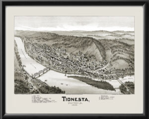 Tionesta PA 1896 TMFowlerTm Birds Eye View Map