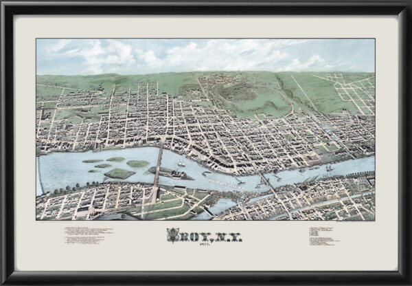 Troy NY 1877 HH Bailey & JC Hazen TM Birdseye View Map