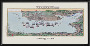 Yokohama Japan 1870 K Hasimoto TM Bird's Eye View Map
