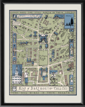 Dartmouth College Hanover NH 1928 Birds Eye View Map