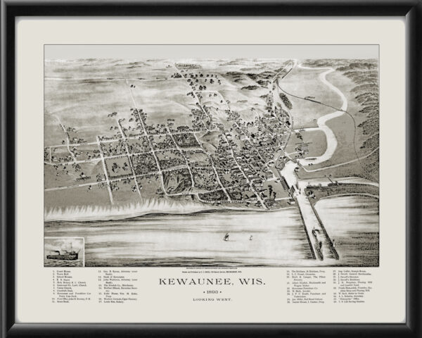 Kewaunee WI 1893 CJ Pauli TM Map