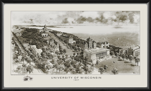 University of Wisconsin 1907 HDNichols TM Bird's Eye View Map