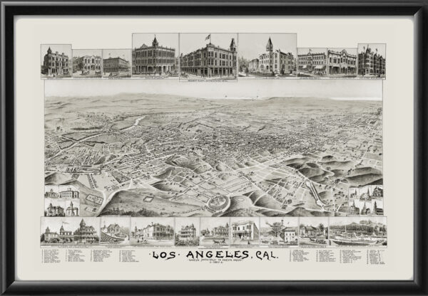 Los Angeles CA 1887 WWElliott Litho TM Map
