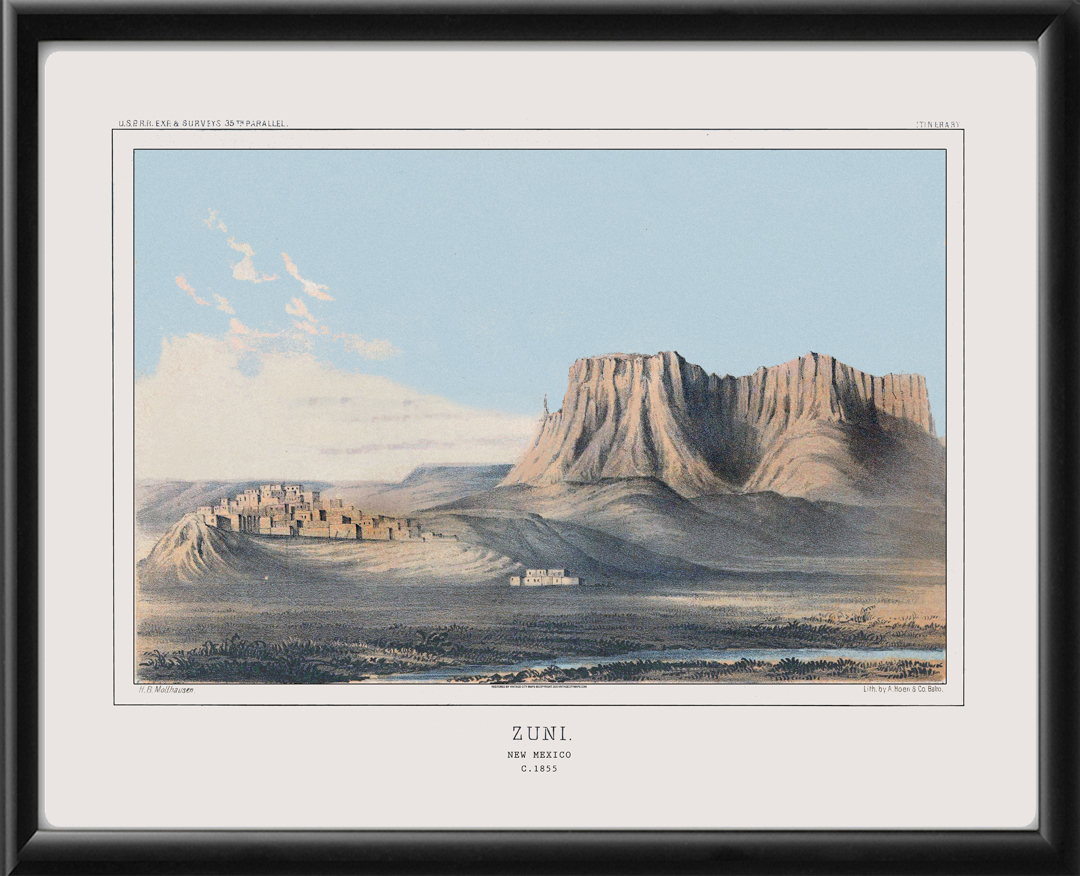 Zuni Pueblo NM 1855 | Vintage City Maps