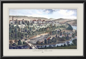 Lafayette College 1875 Easton PA G.A. Ruud TM Birds Eye View Map